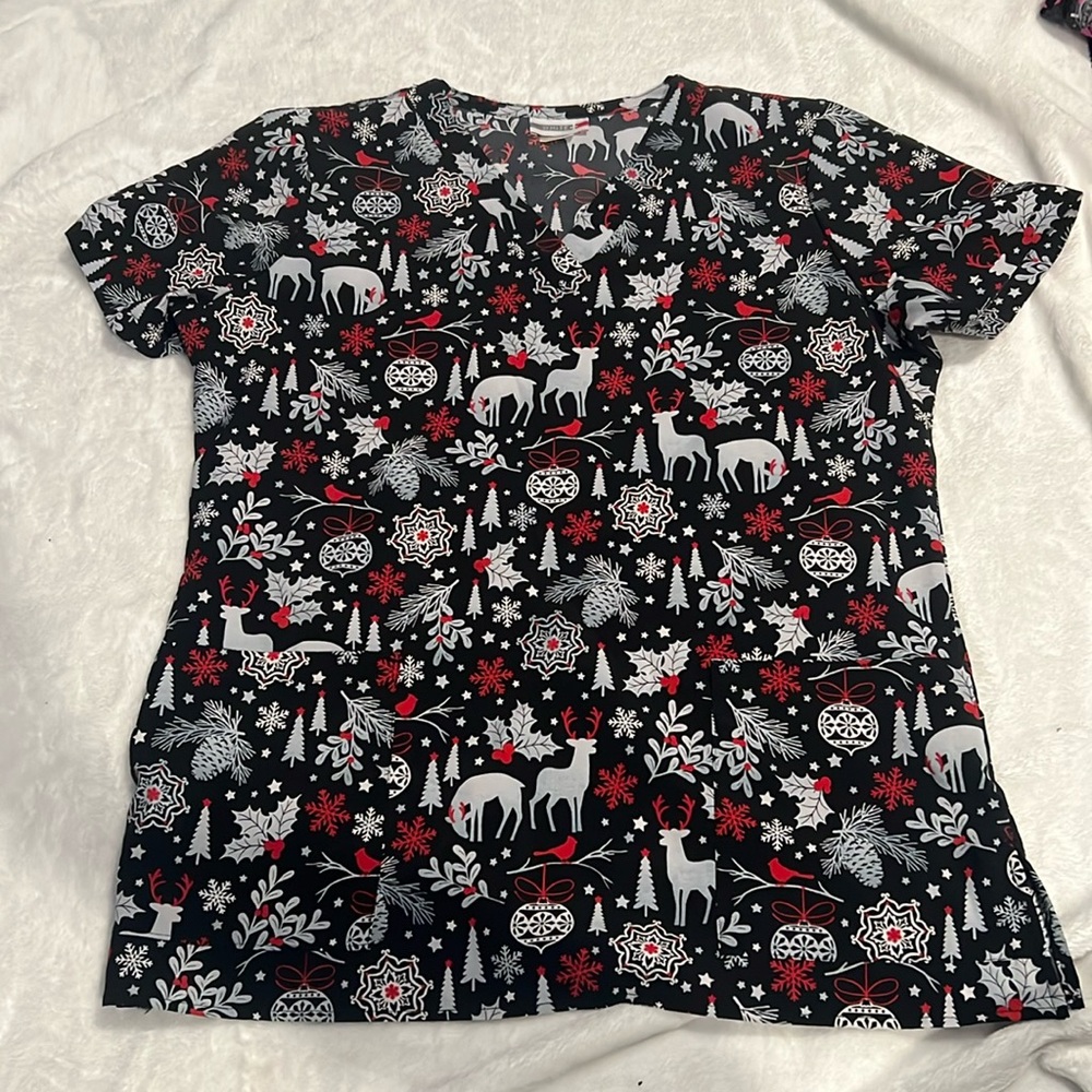 Christmas deer scrub top